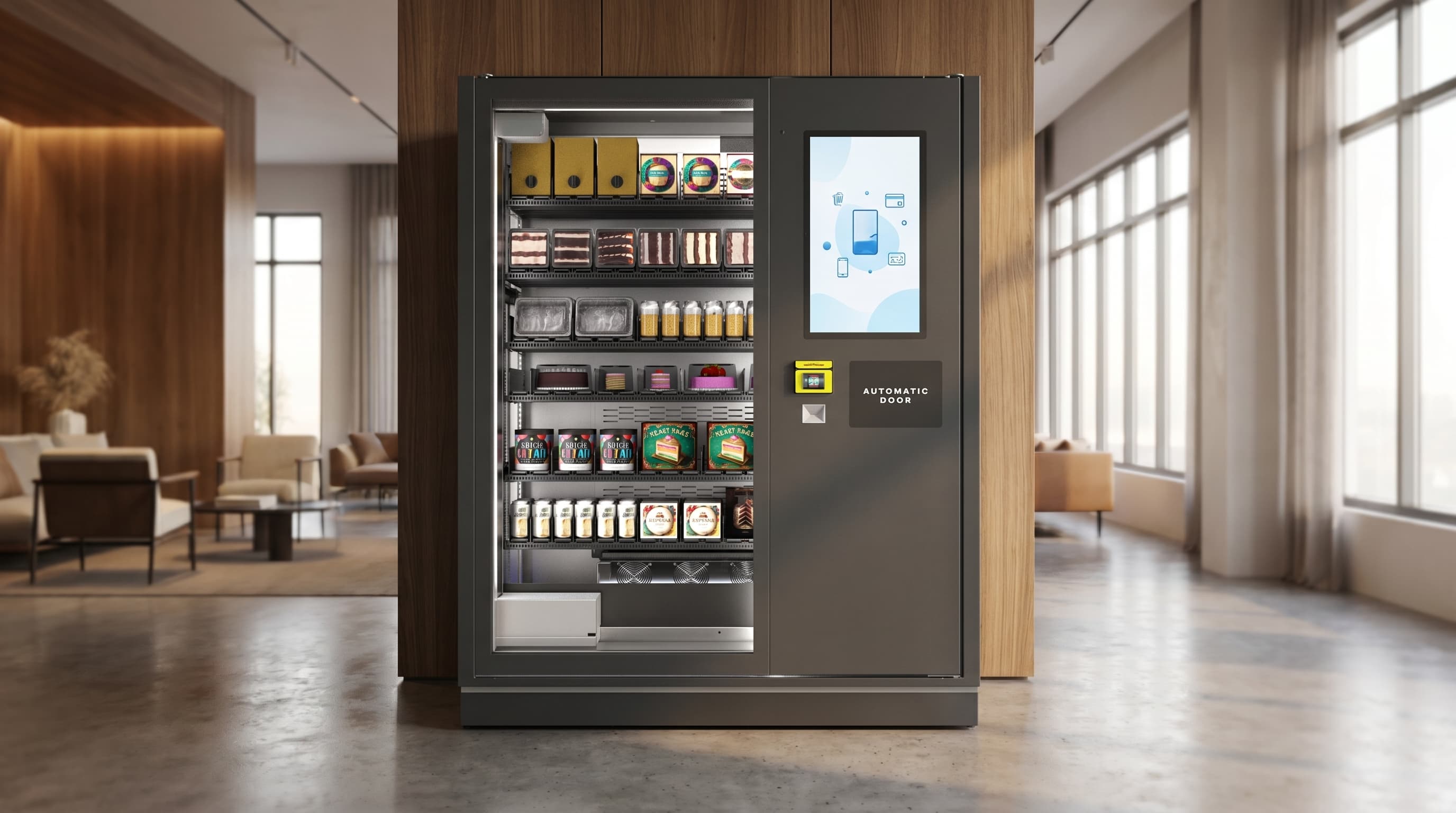 Next-generation AI vending machine concept render