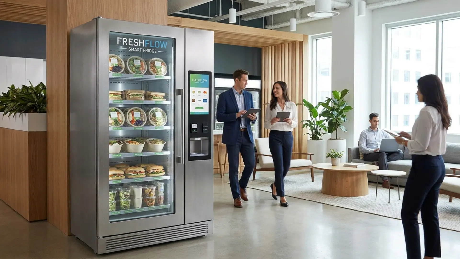 Automated retail micro market and smart vending format comparison in a modern workplace