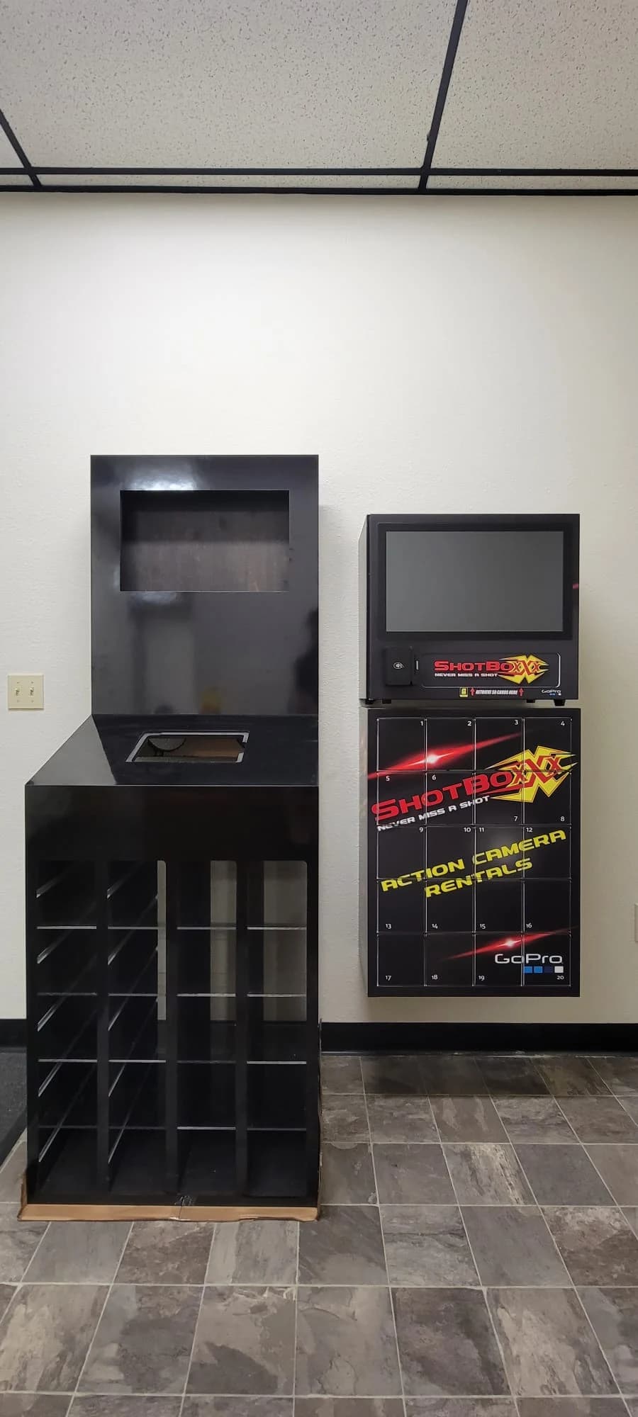Shotboxxx action camera rental kiosk installation detail