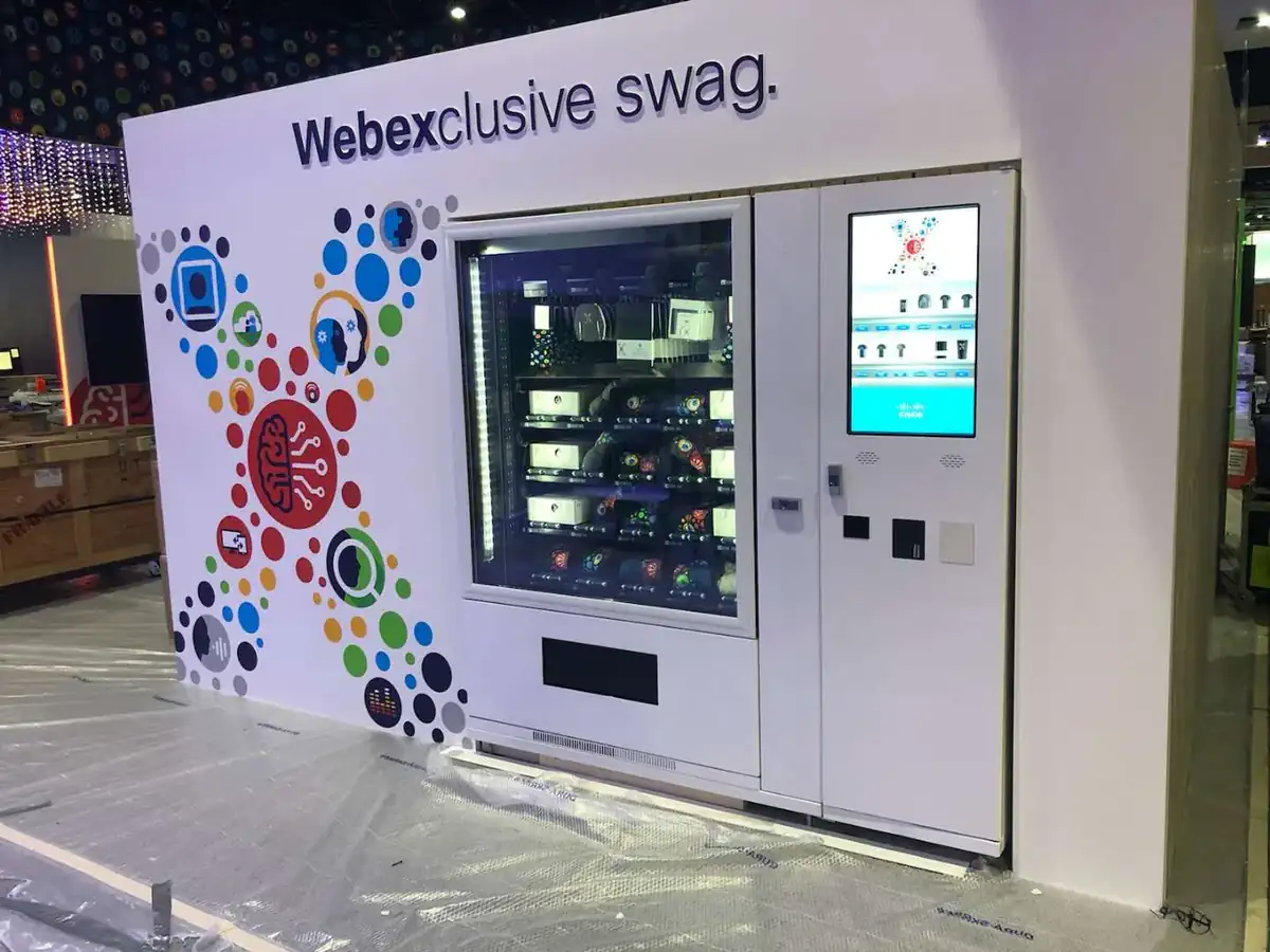 Branded DMVI smart vending machine installation with a digital display