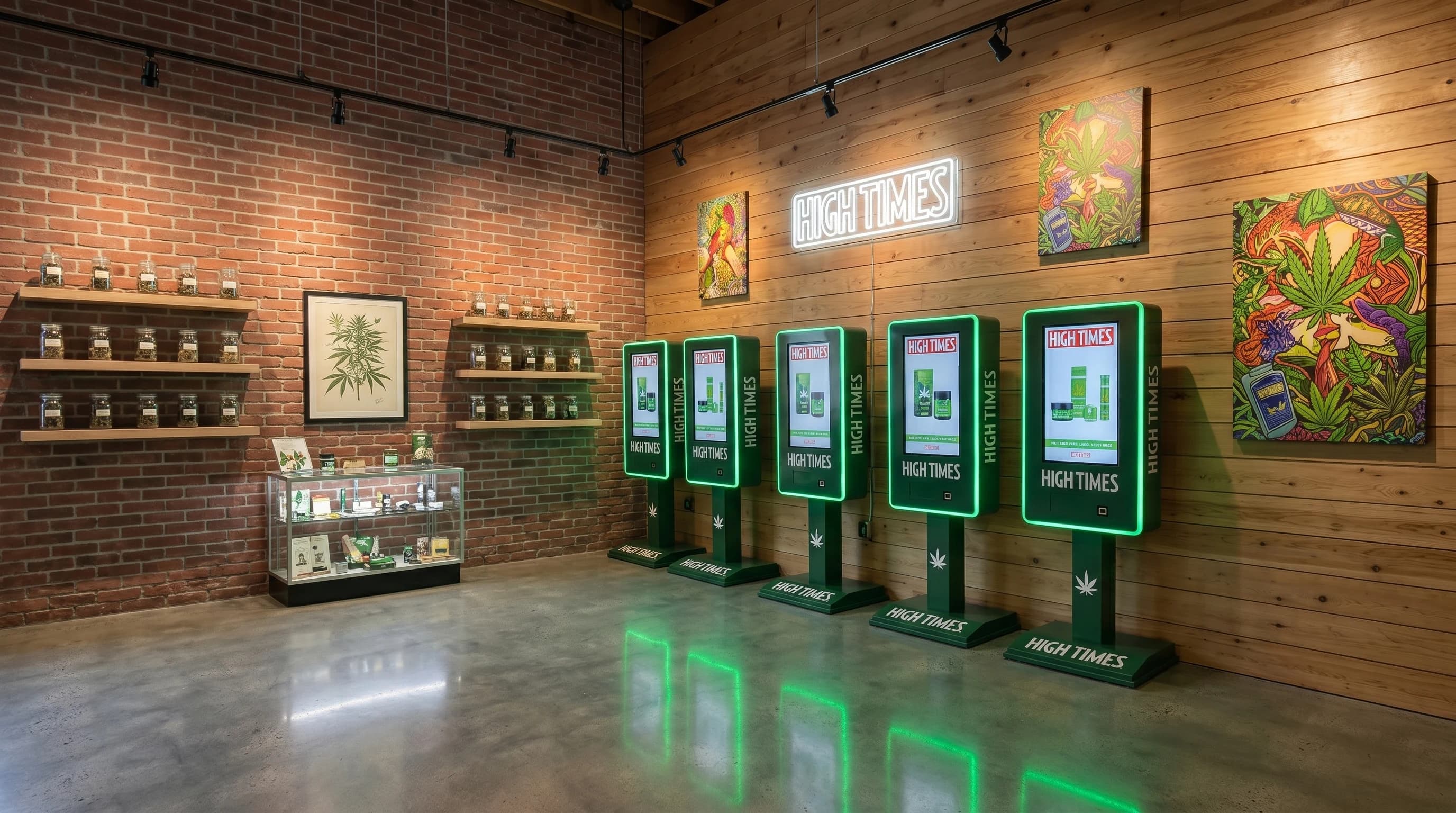 Wall-mounted cannabis vending machine concept for licensed dispensary retail