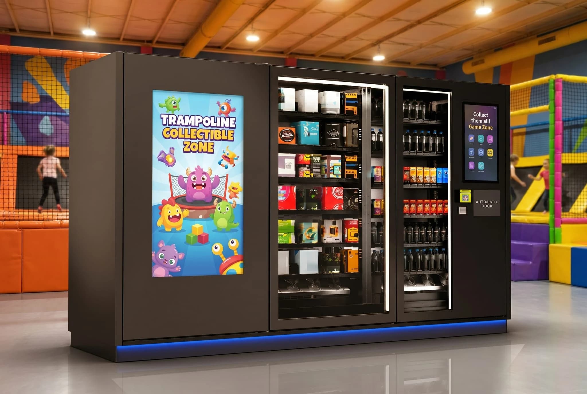 Toy and collectible vending machine hero image on an amusement pier promenade