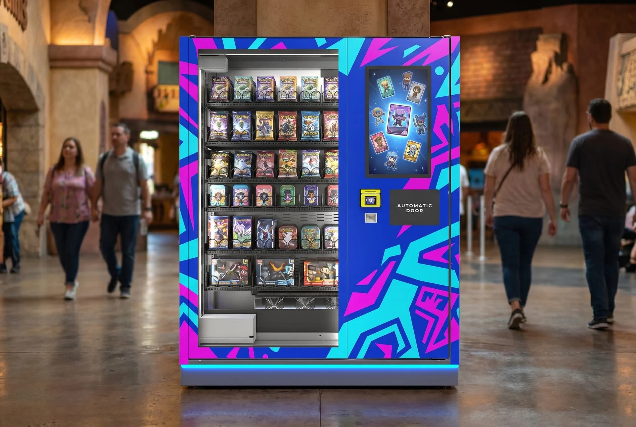 Toy and collectible vending machine hero image in a family fun center