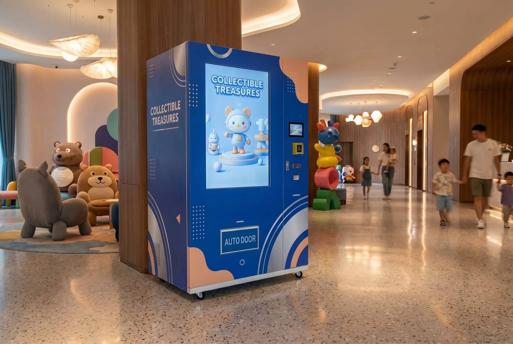 Toy and collectible vending machine hero image in an indoor play center