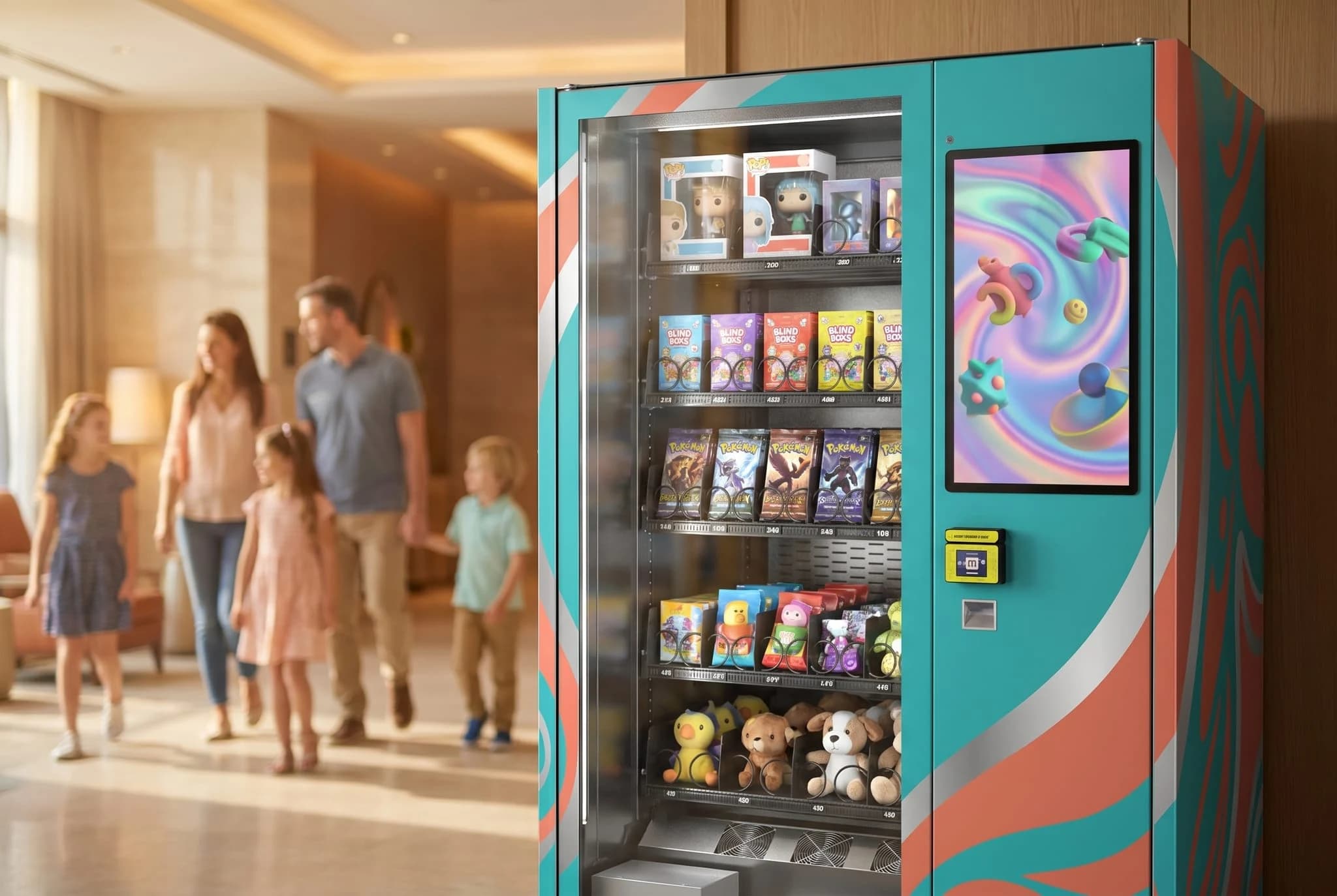 Toy and collectible vending machine hero image in a mini golf center