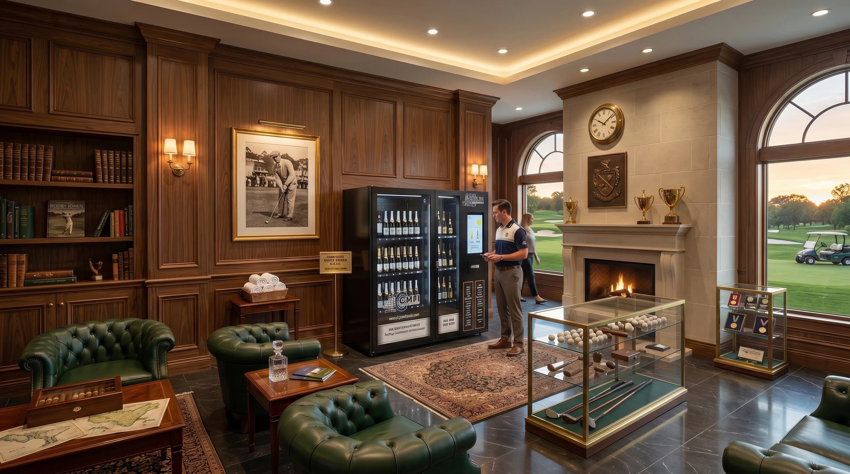 Wine vending machine in a golf club hospitality setting