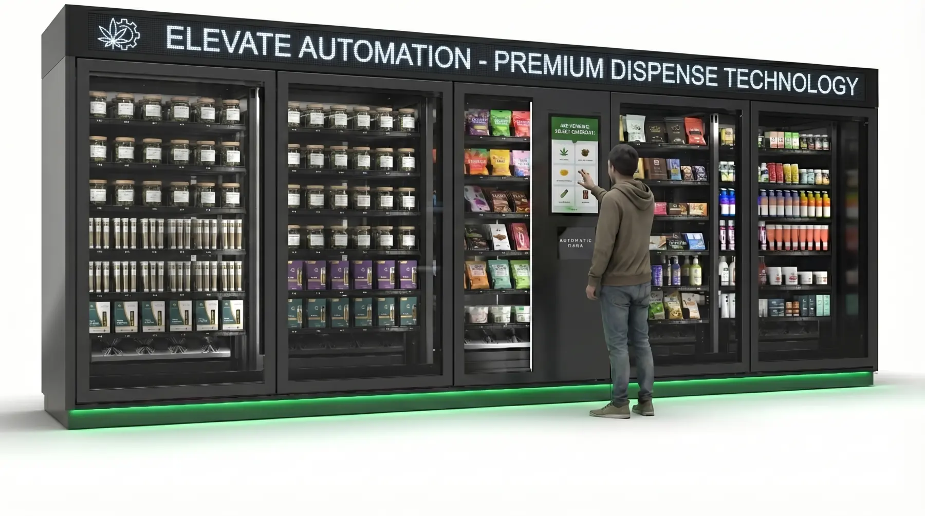 Cannabis vending machine landscape retail concept