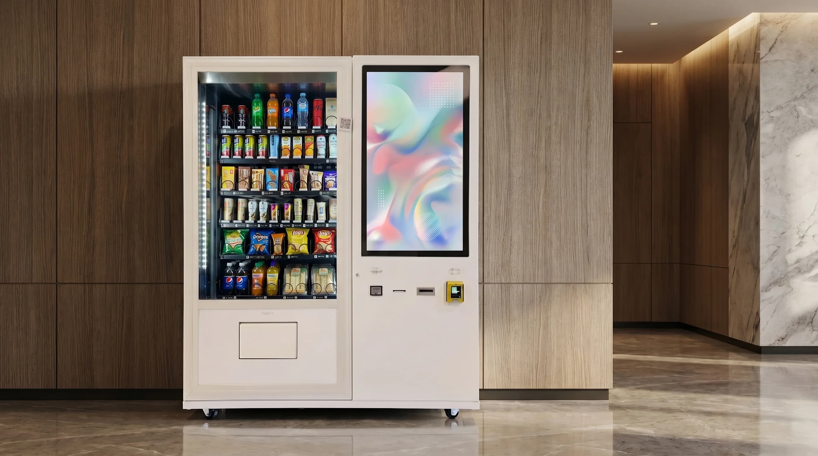 Modern digital vending machine replacing a traditional retail setup