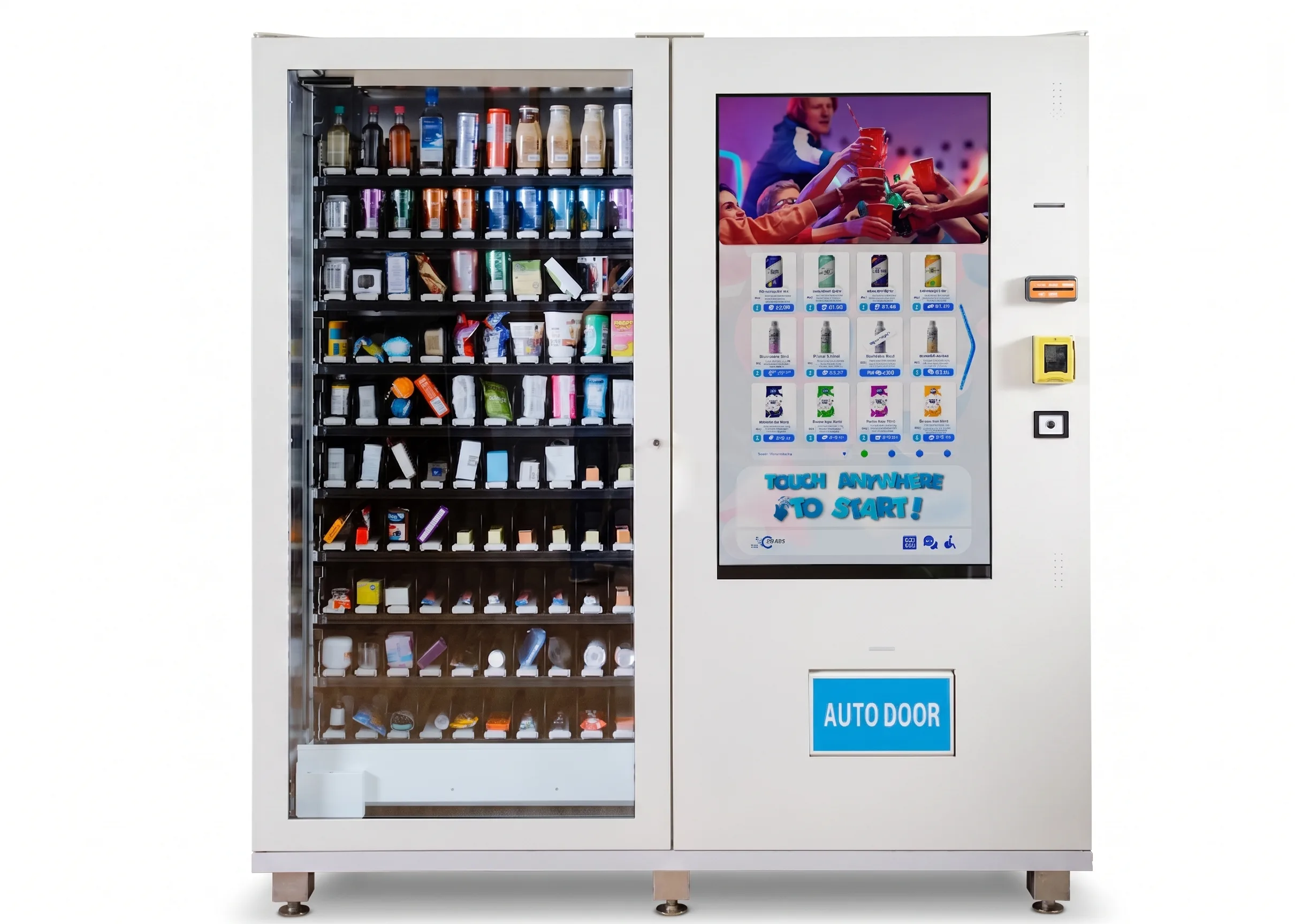 DMVI Option 16 touchscreen vending cabinet, front view