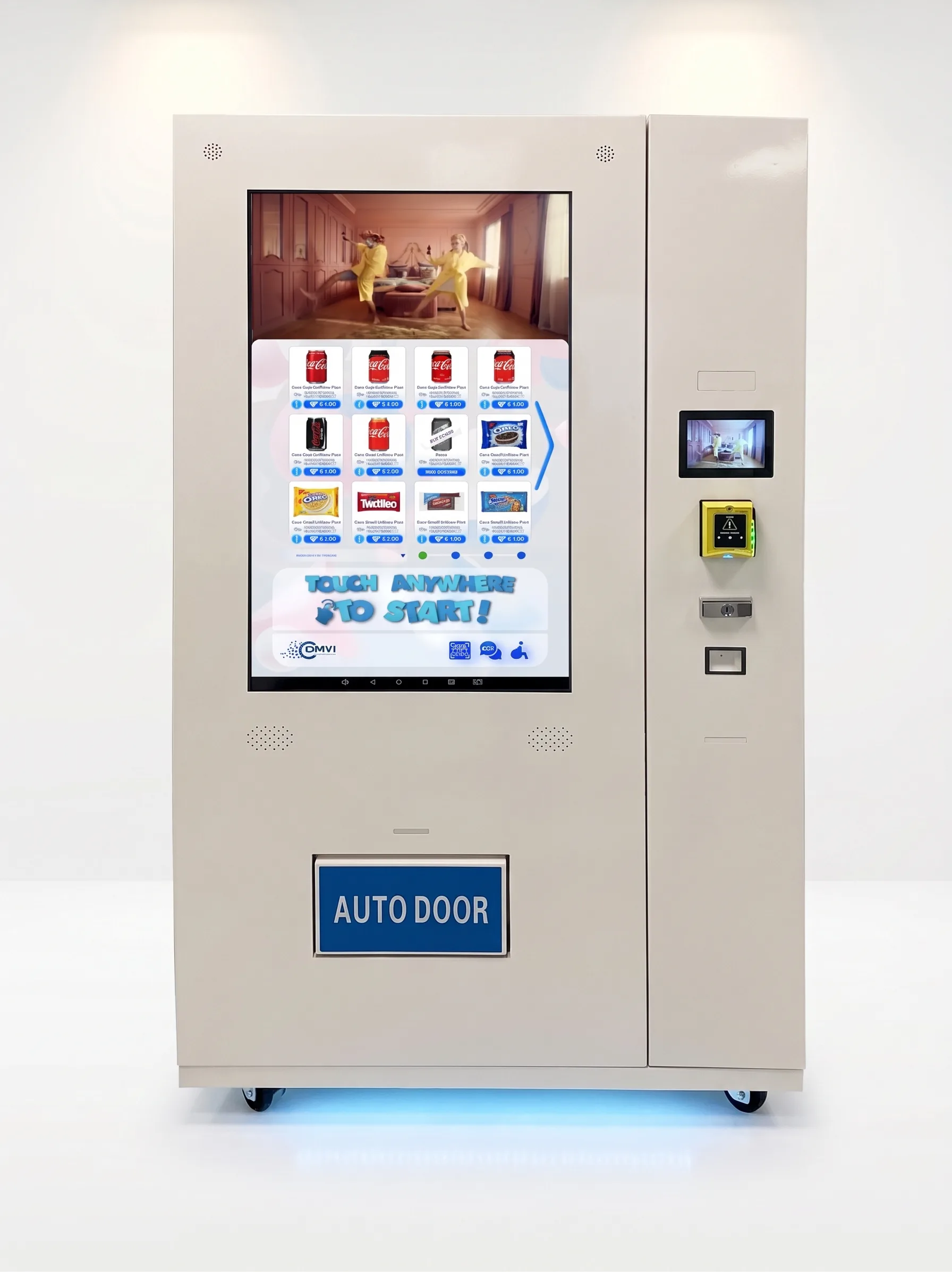 DMVI Option 4 touchscreen vending cabinet, front view