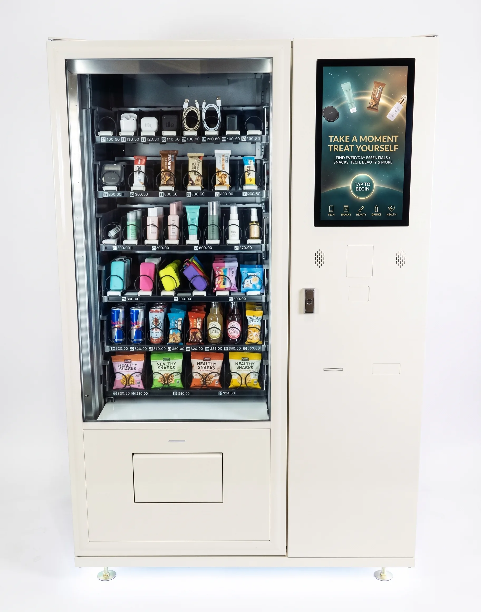 DMVI Option 6 touchscreen vending cabinet, front view