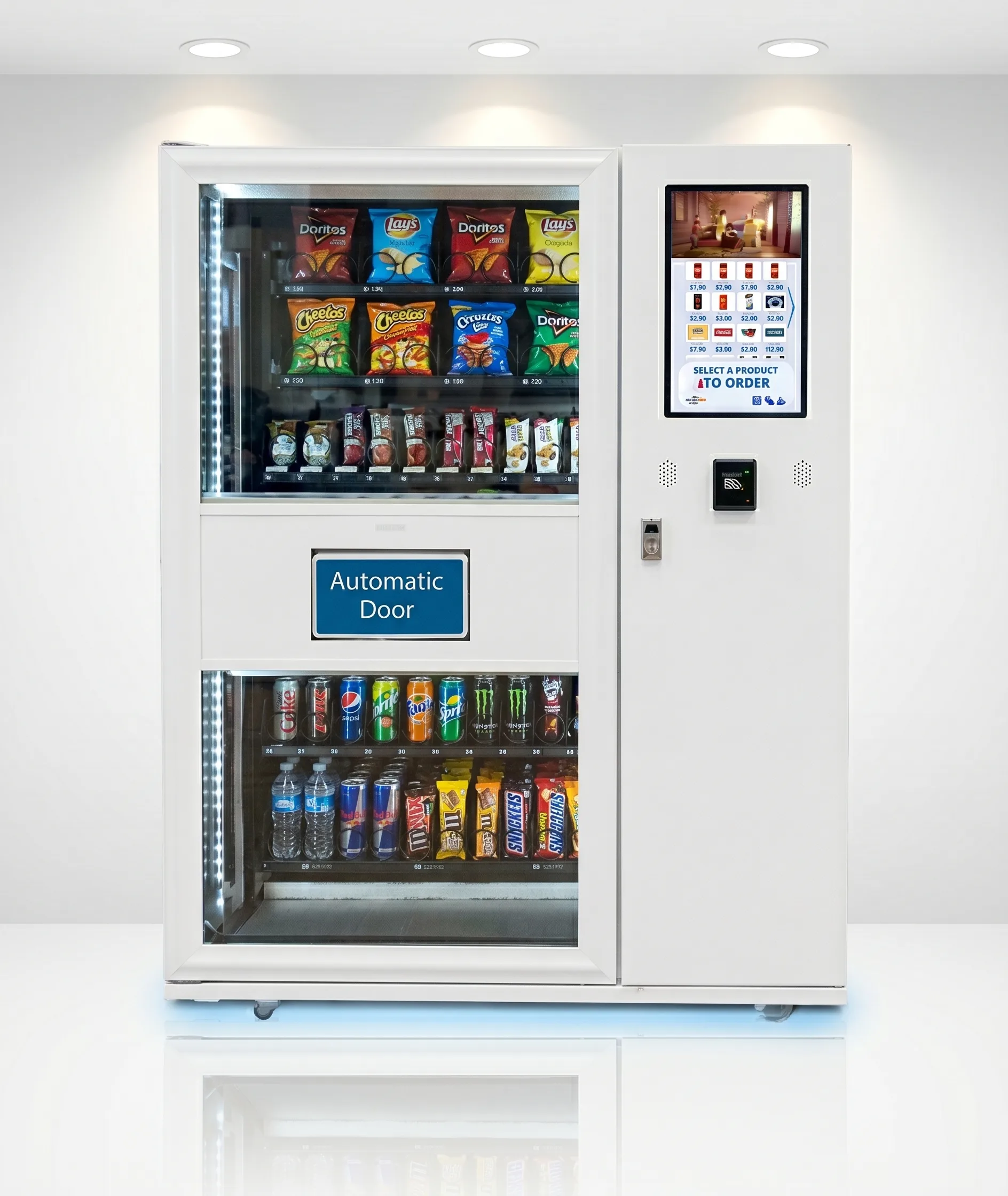 DMVI Option 7 touchscreen vending cabinet, front view