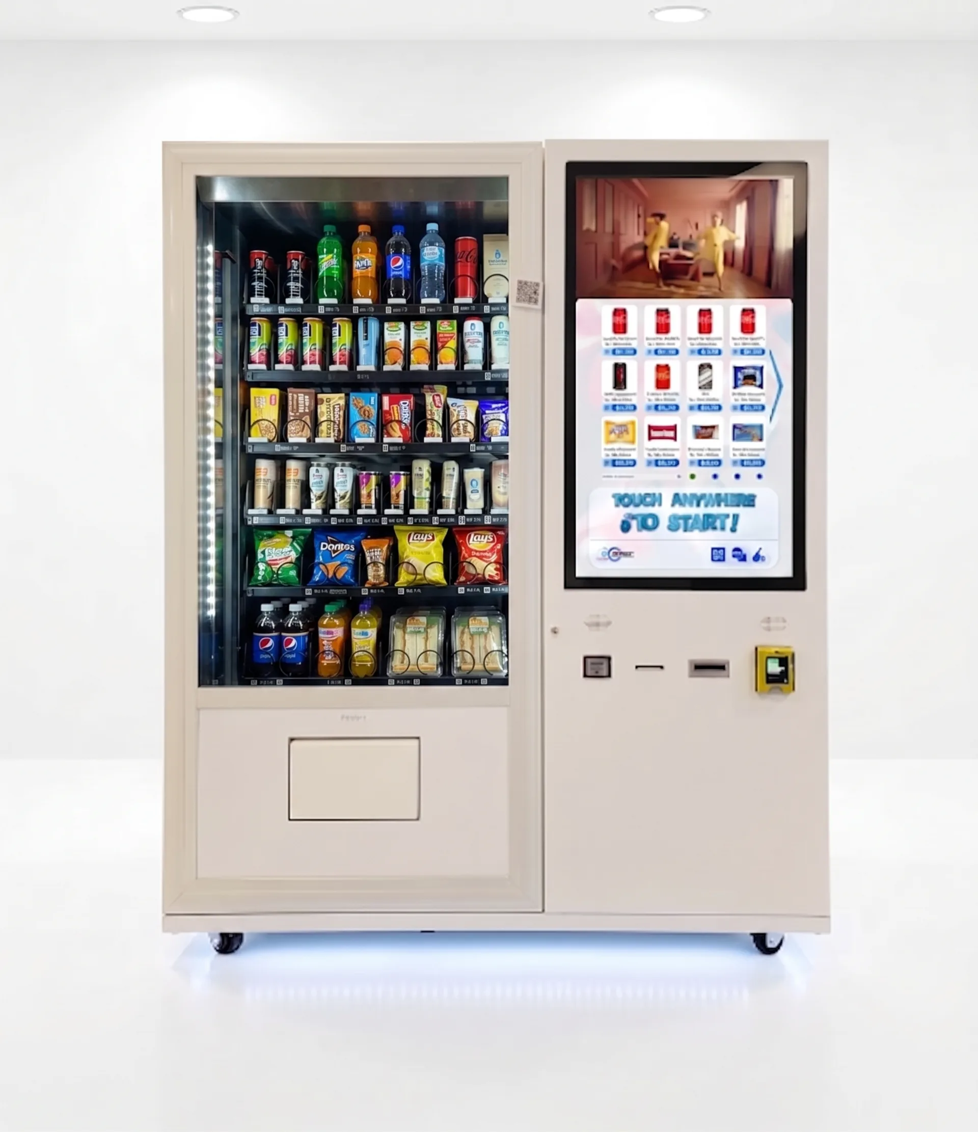 DMVI Option 8 touchscreen vending cabinet, front view