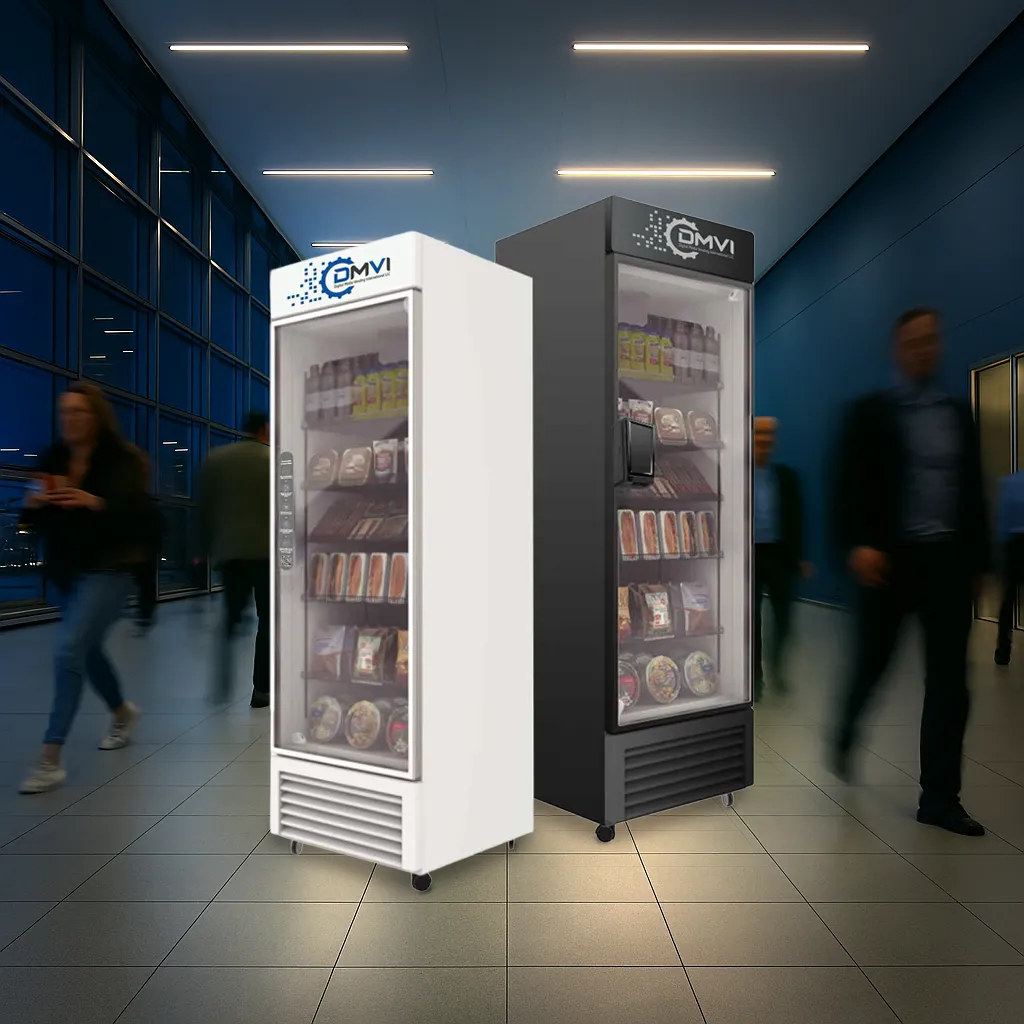 AI-powered smart fridge in a workplace micro-market setting