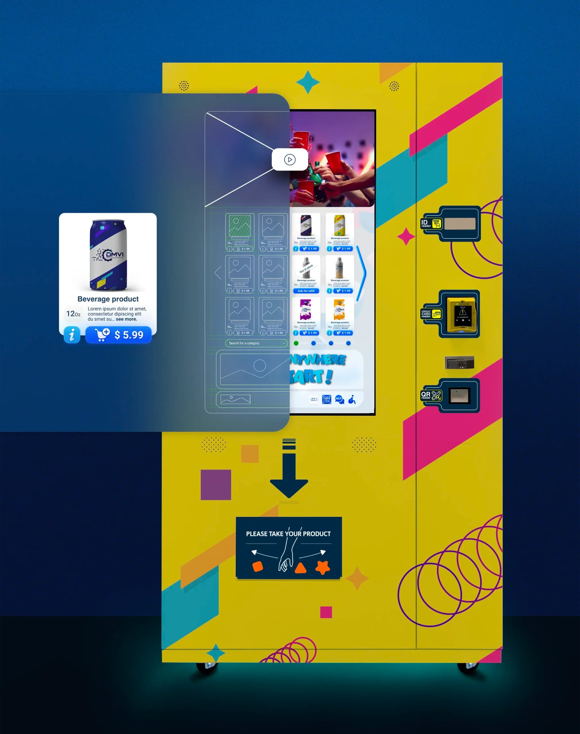 DMVI innovative vending machine software UI