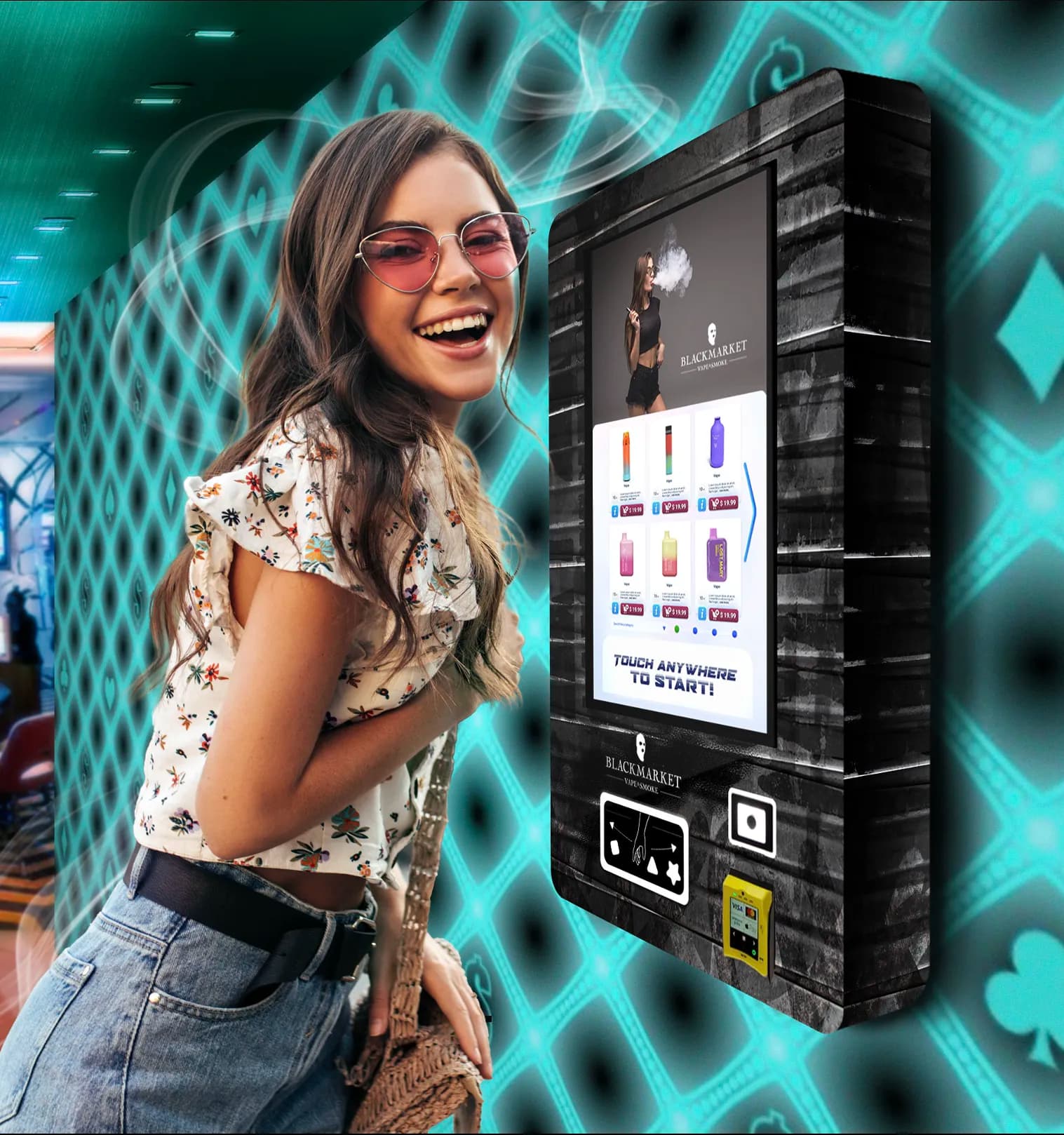 Vape vending machine with touchscreen interface