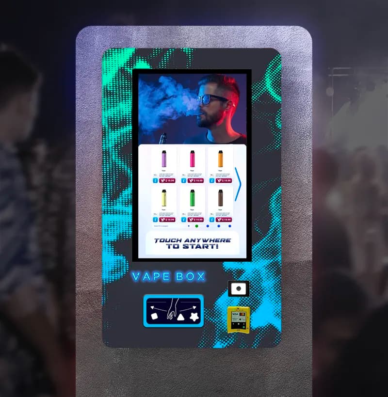 Compact wall-mounted vape vending machine cabinet