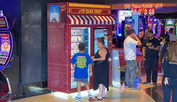 Cupcake vending machine in a busy retail location