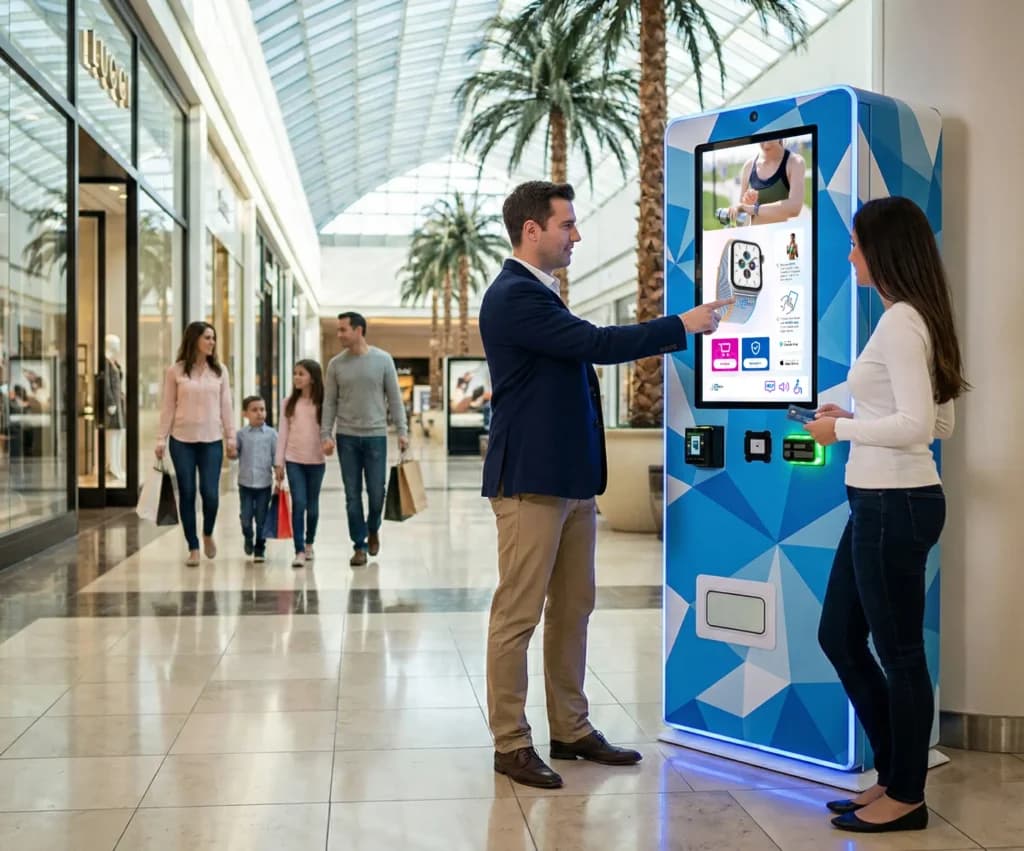 Slimline floor standing vending machine — front view