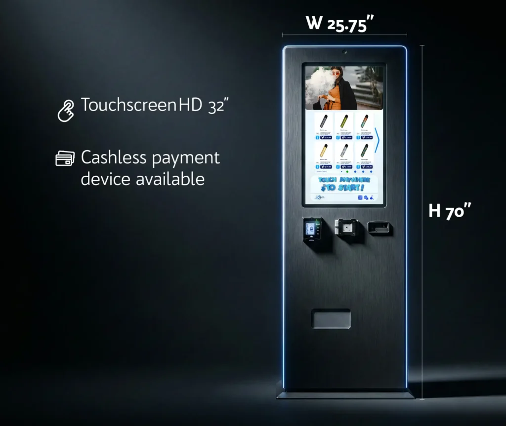 Wall-mounted vending machine — measurements diagram