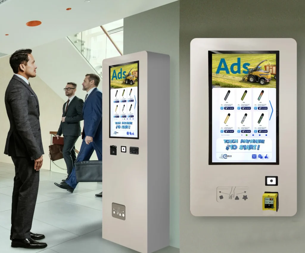Wall-mounted vending machine — front view