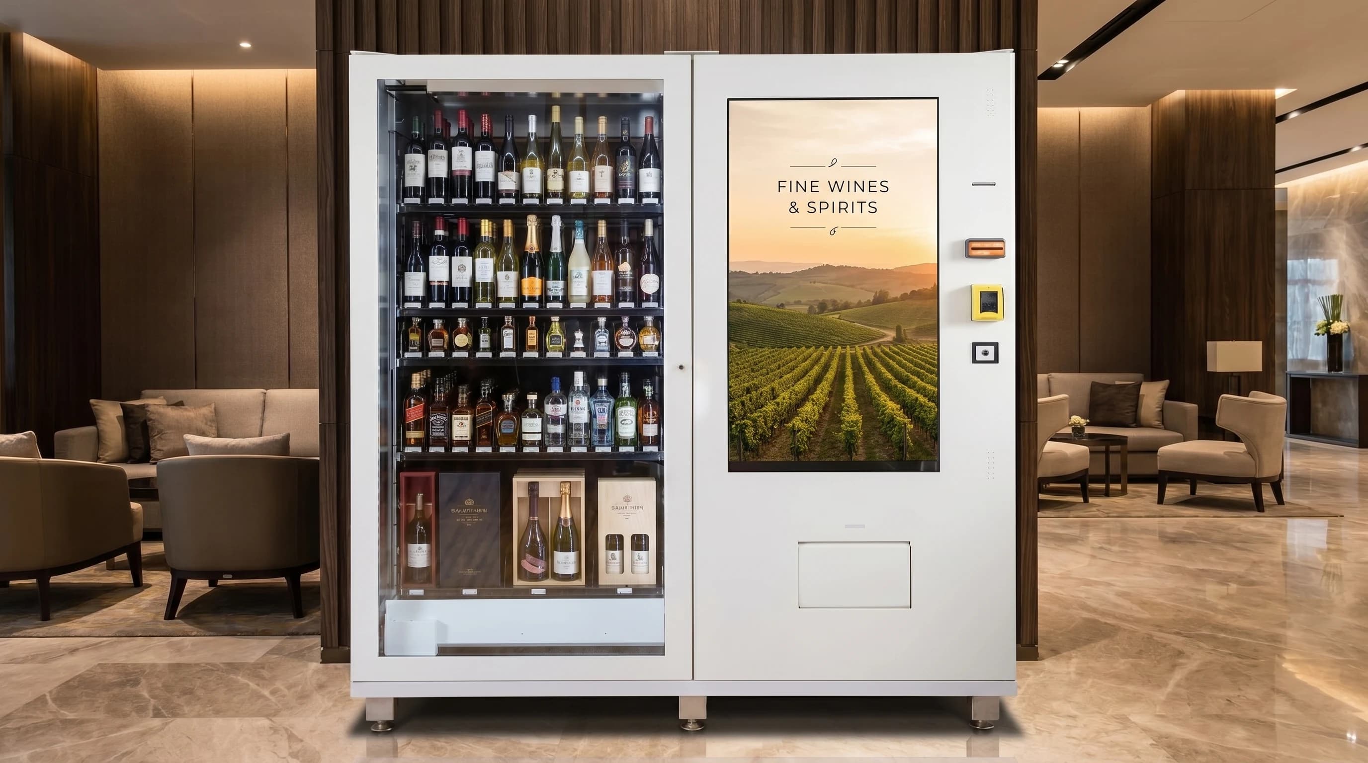 Premium single-cabinet wine and liquor vending machine display