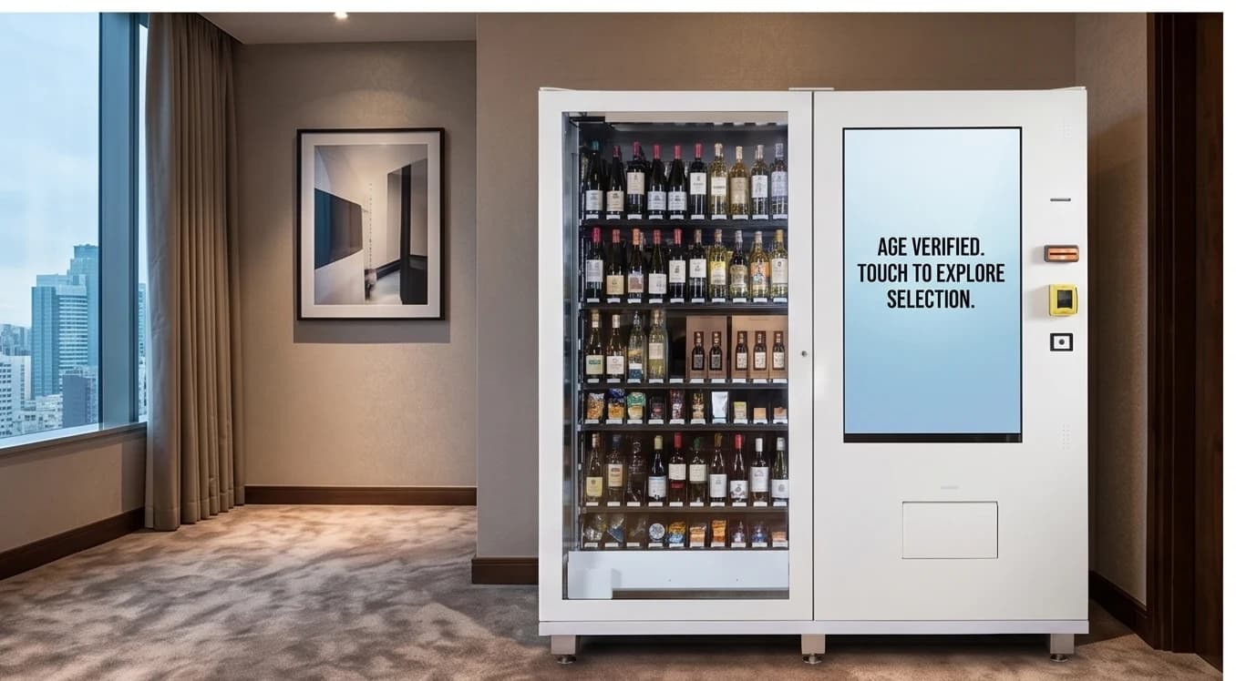 Wine vending machine concept in a VIP suite hospitality setting