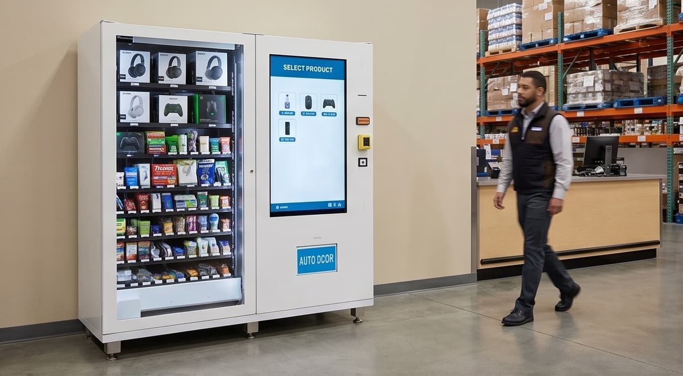 Controlled-dispensing vending machine for high-value merchandise in a big-box retail setting