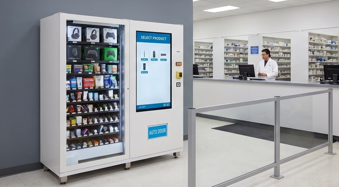 Controlled-dispensing vending machine for high-value products in a pharmacy setting