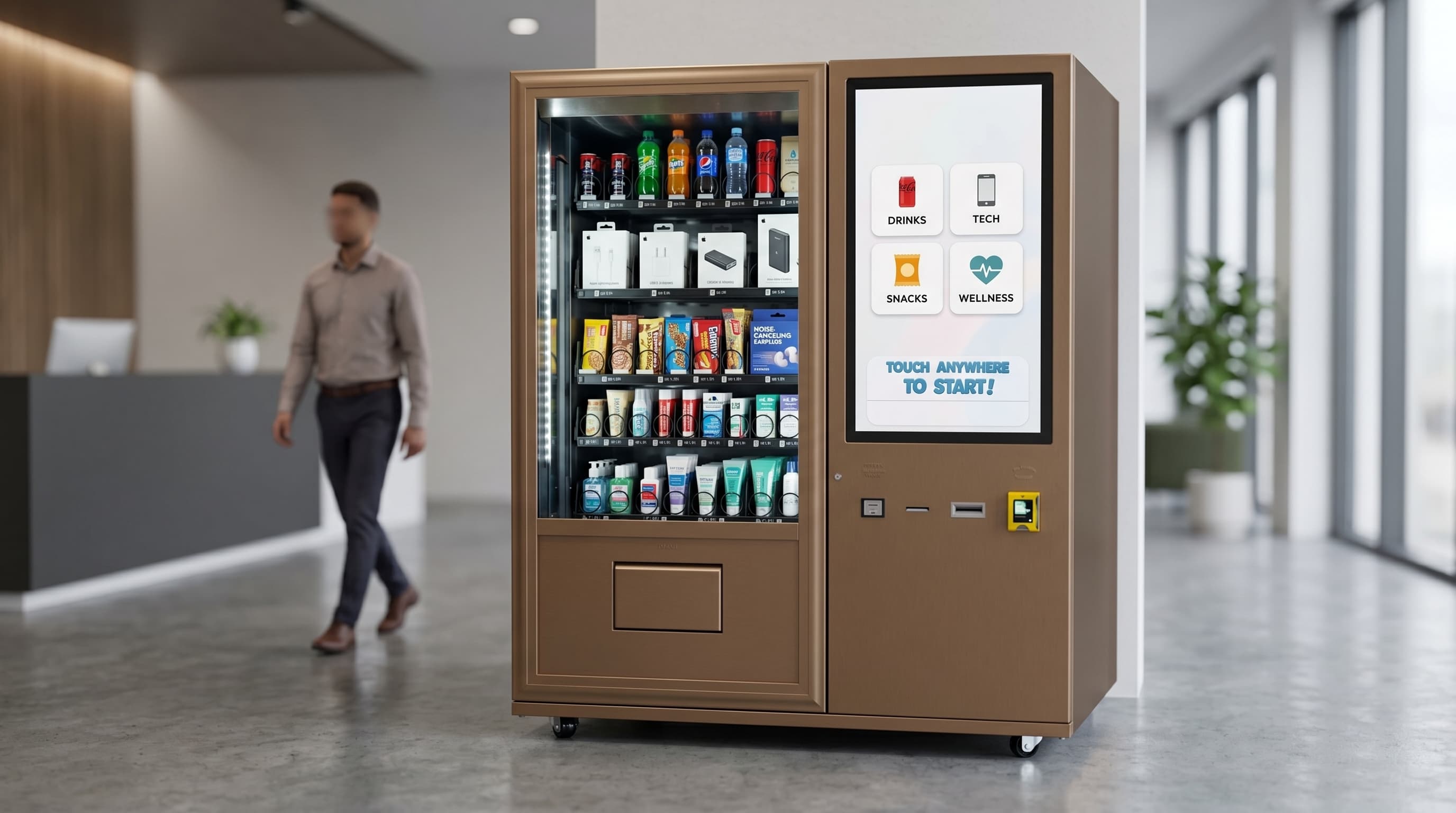 Entrepreneur launching a modern smart vending business