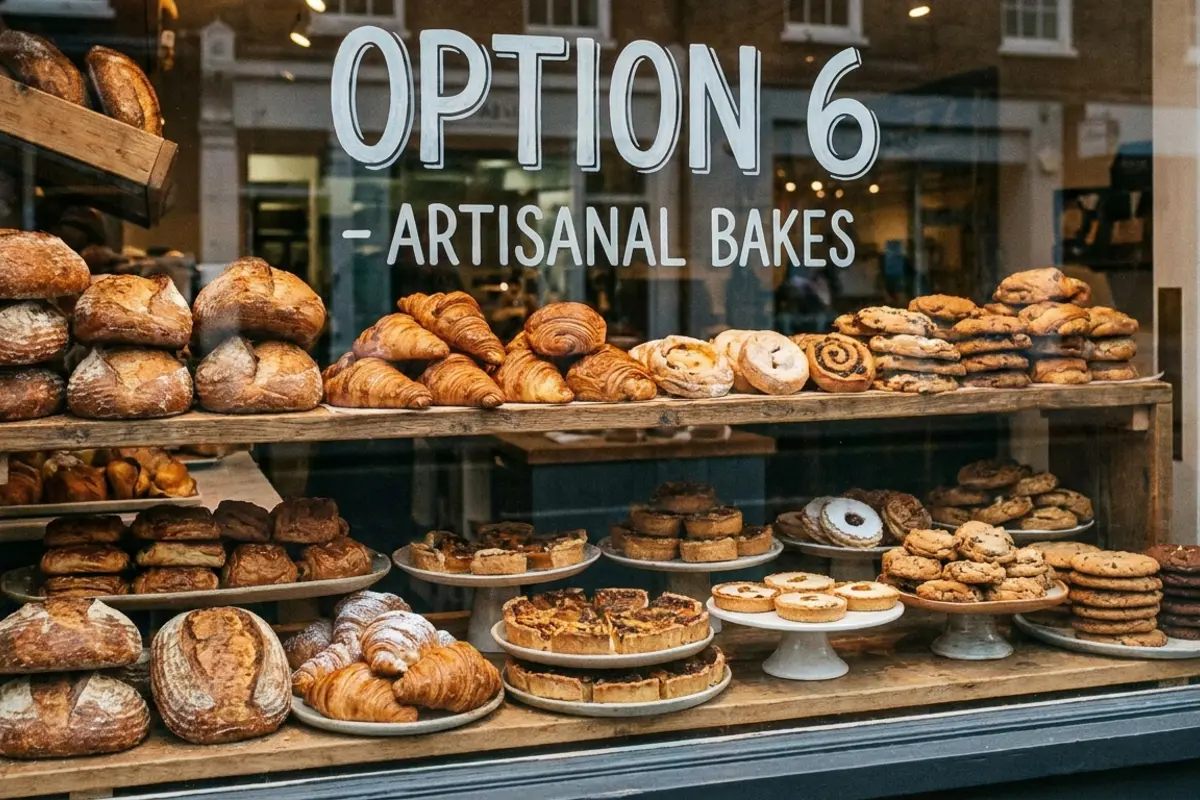Close-up of fresh pastries and cupcakes inside a modern vending machine
