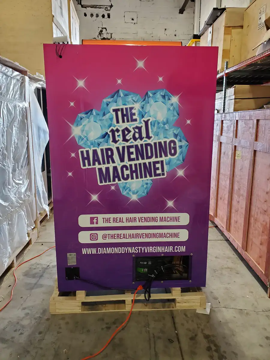 DMVI smart vending machine with touchscreen display in public retail deployment