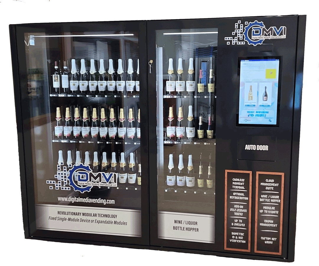 Wine Champagne and Liquor Bottle Vending Machines With Age ID